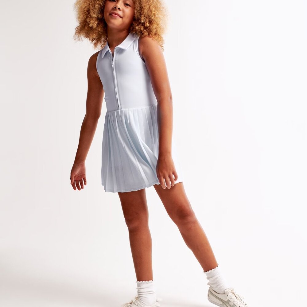 Like New Abercrombie kids ypb half-zip pleated mini dress Light Blue 15/16 - Picture 2 of 7